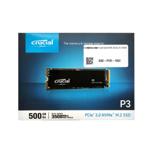  Crucial P3 500GB PCIe Gen3 3D NAND NVMe M.2 SSD, up to